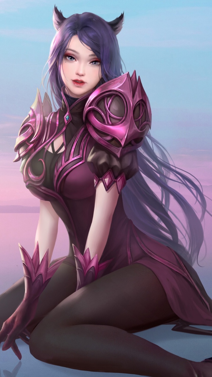 Обои аниме, розовый, красота, нога, длинные волосы в разрешении 720x1280