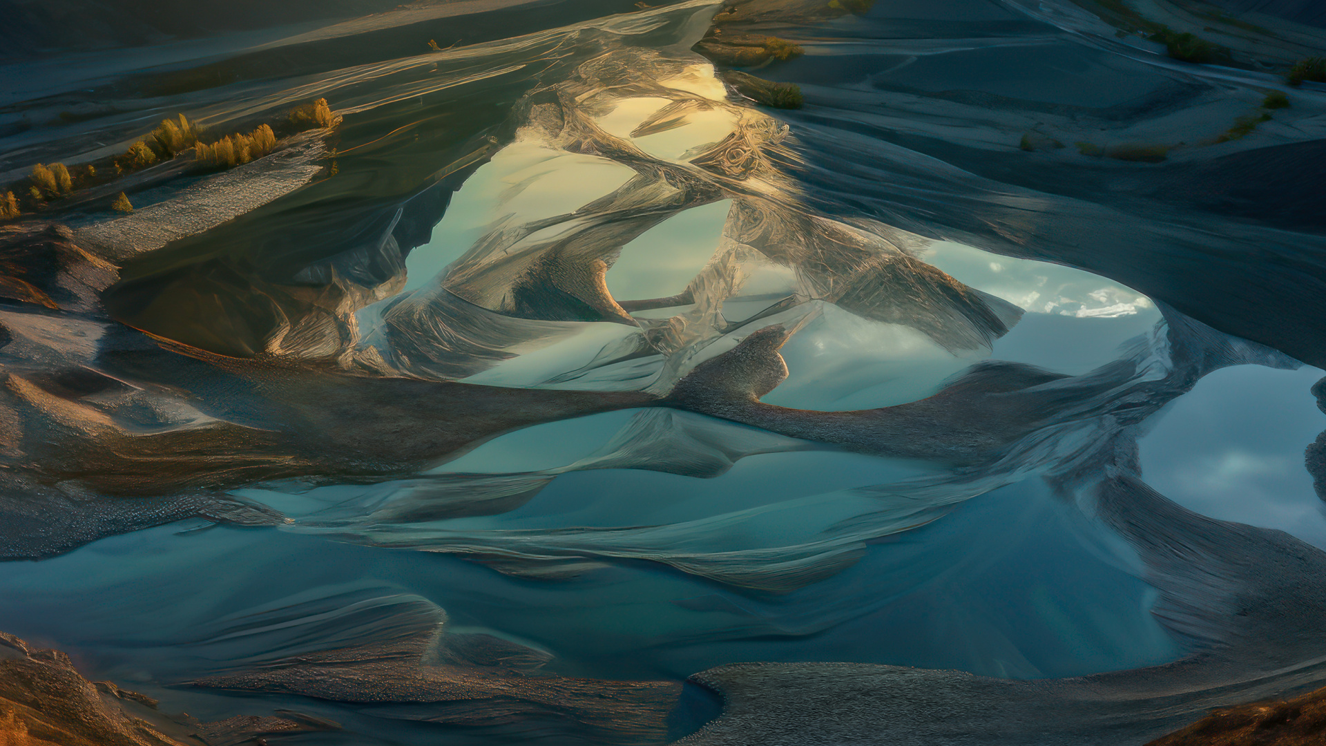 Обои солнечный свет, гармония, Huawei, природный ландшафт, водоем в разрешении 1920x1080