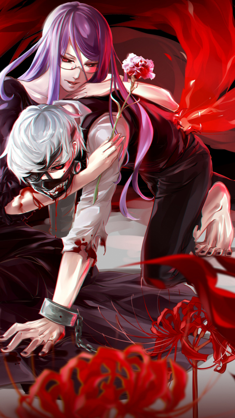 Обои Токио вурдалак, Кен kaneki, Манга, вурдалак, красный цвет в разрешении 750x1334