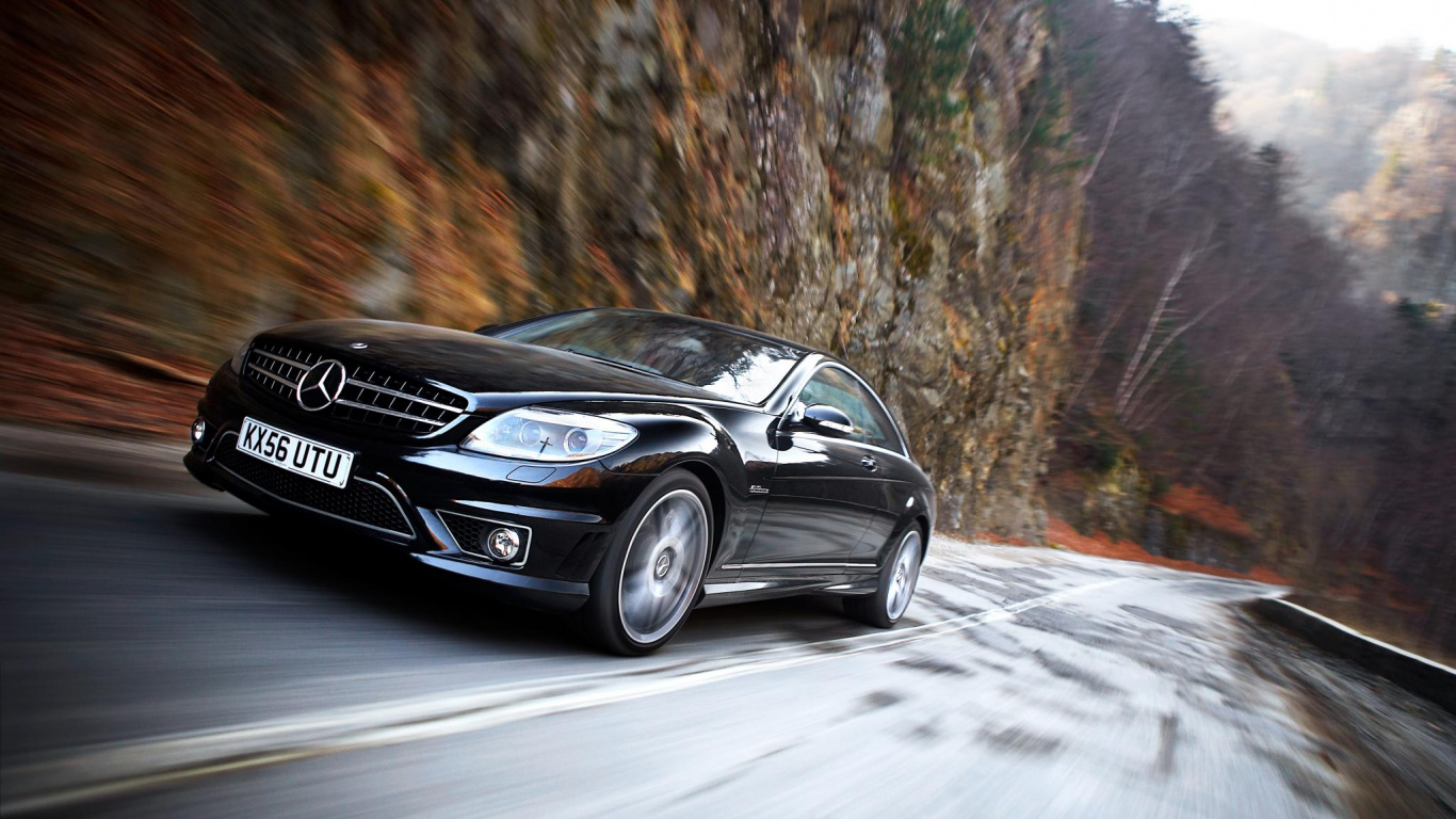 Обои Mercedes-Benz CL-Class, авто, Мерседес АМГ, автомобиль среднего размера, дорога в разрешении 1366x768