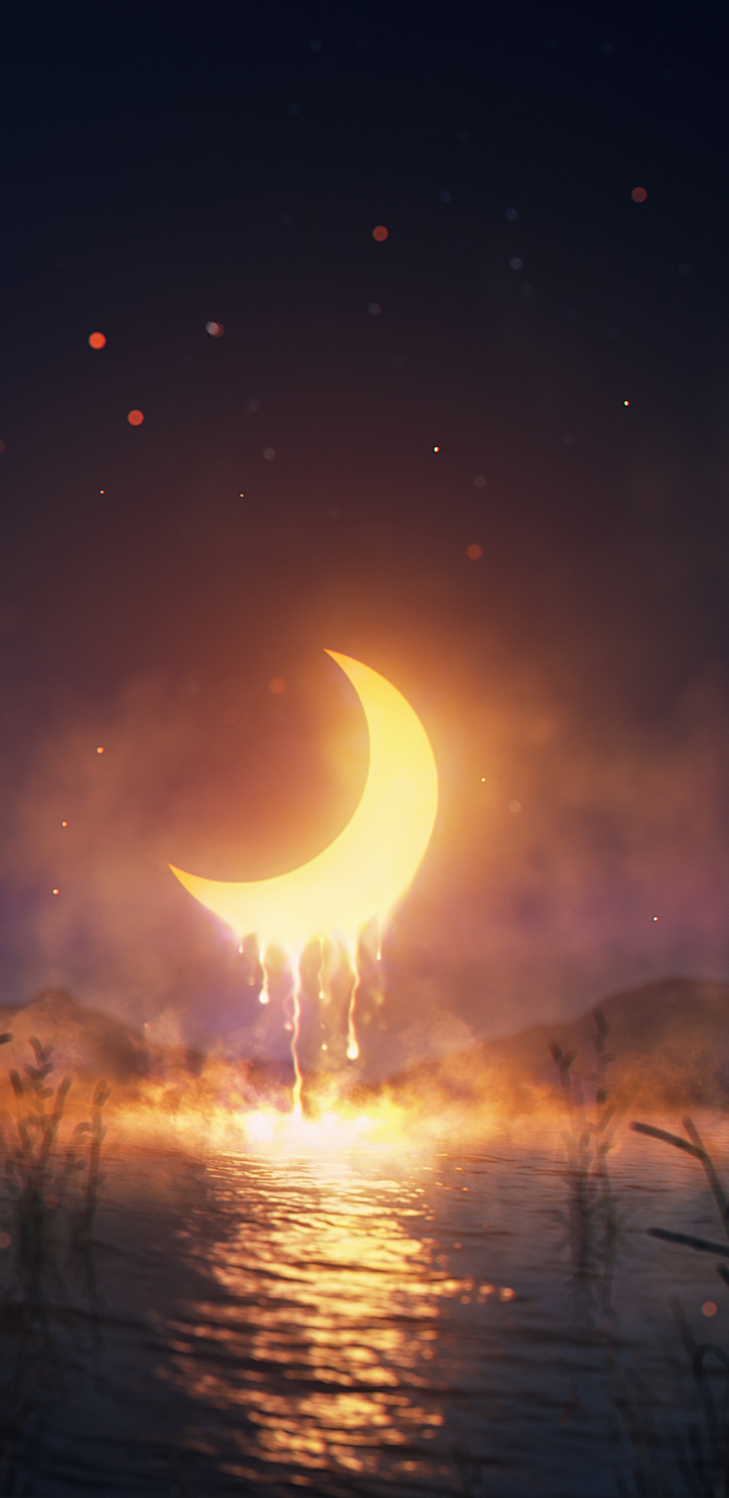 Обои земля, атмосфера, луна, окружающая среда, сумрак в разрешении 1440x2960