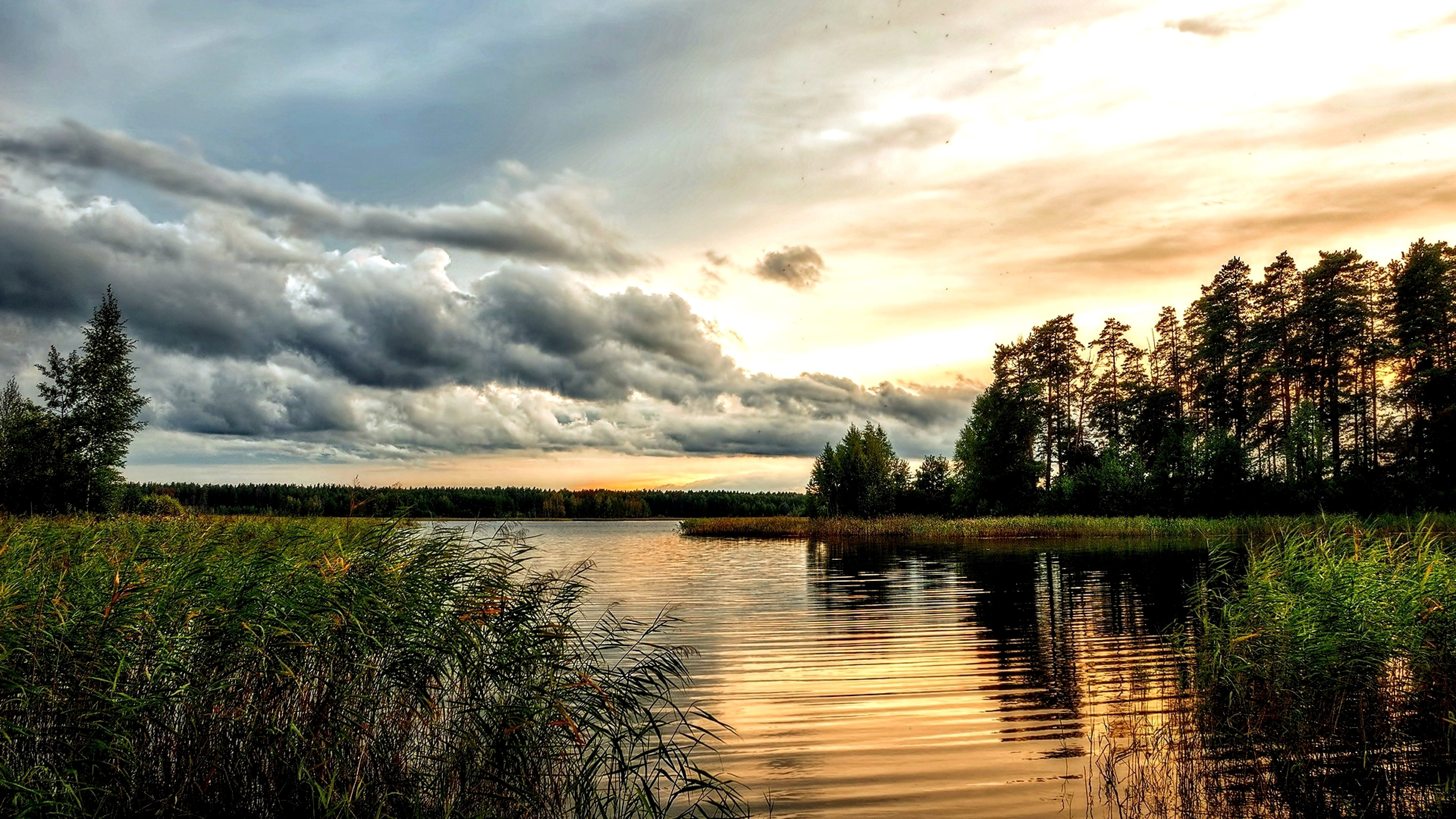 Обои пейзаж, природный ландшафт, природа, облако, отражение в разрешении 3840x2160