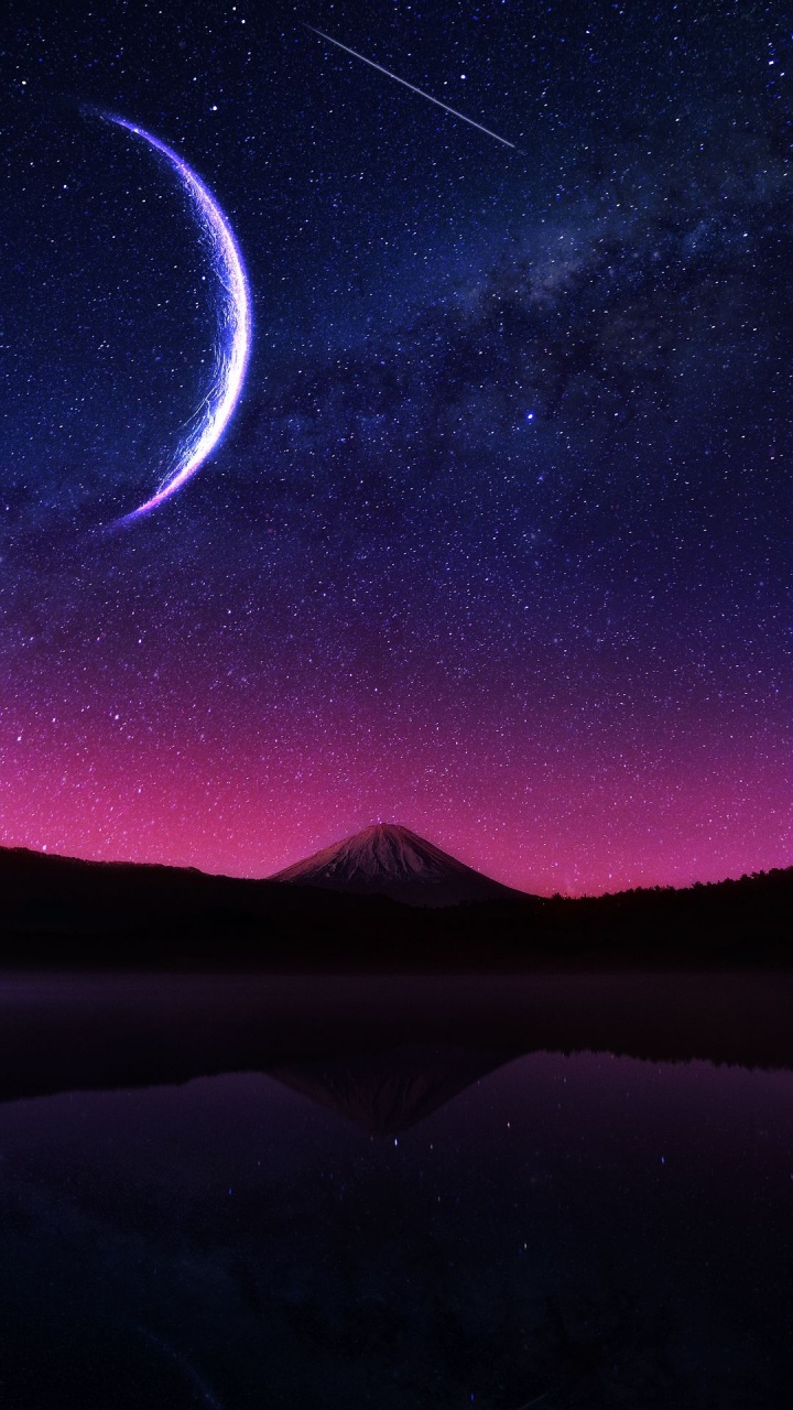 Обои атмосфера, природа, природный ландшафт, луна, полумесяц в разрешении 720x1280