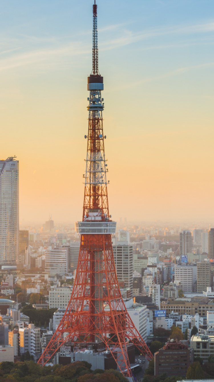 Обои токийская башня, Эйфелева башня, вышка, городской район, город в разрешении 750x1334