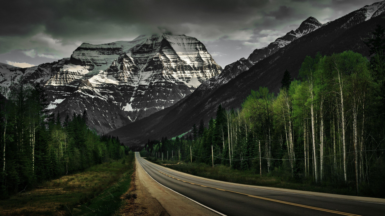 Обои гора, дорога, горный рельеф, нагорье, природа в разрешении 1280x720