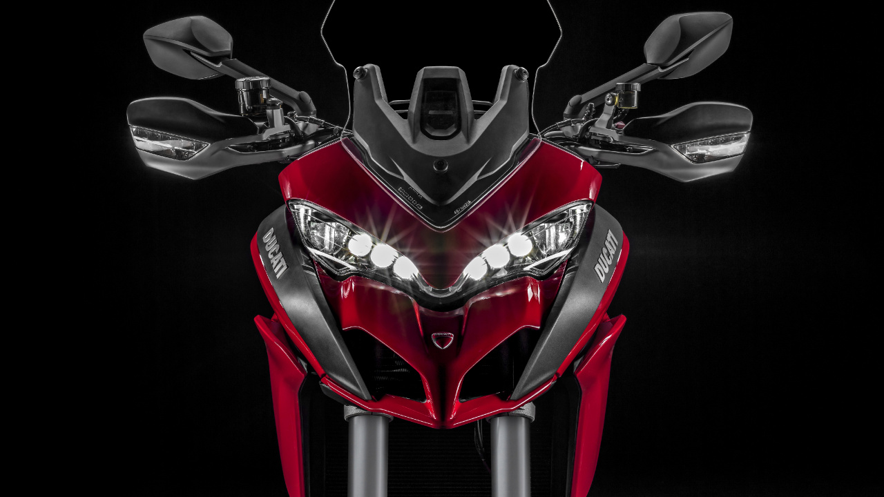 Обои ducati multistrada 1200, ducati, мотоцикл, красный цвет, автомобильный экстерьер в разрешении 1280x720