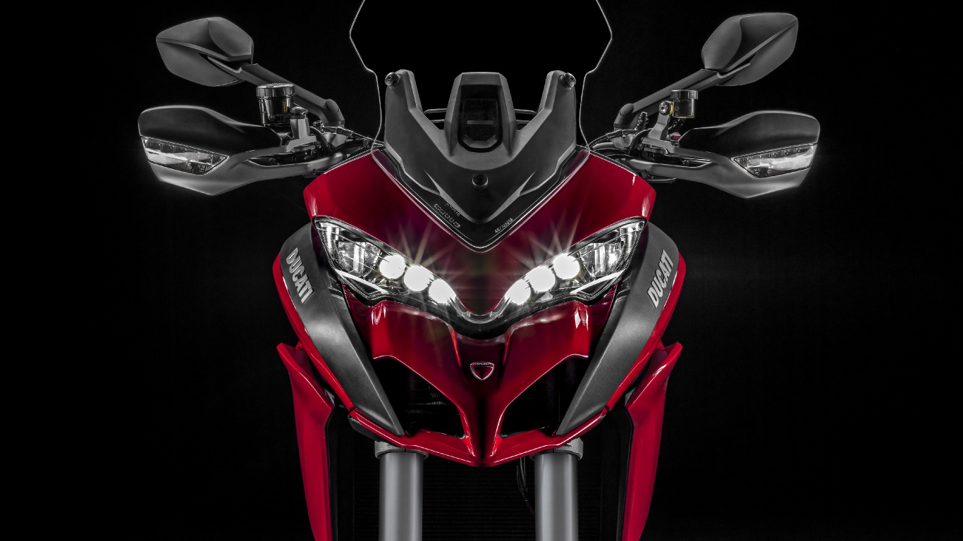 Обои ducati multistrada 1200, ducati, мотоцикл, красный цвет, автомобильный экстерьер в разрешении 1366x768