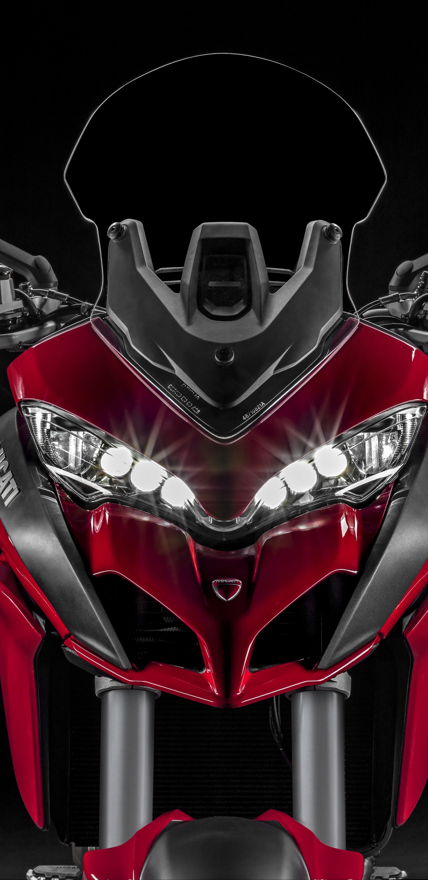 Обои ducati multistrada 1200, ducati, мотоцикл, красный цвет, автомобильный экстерьер в разрешении 1440x2960