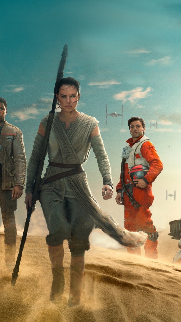 Обои Рей, финн, звездные войны, забава, отпуск в разрешении 720x1280