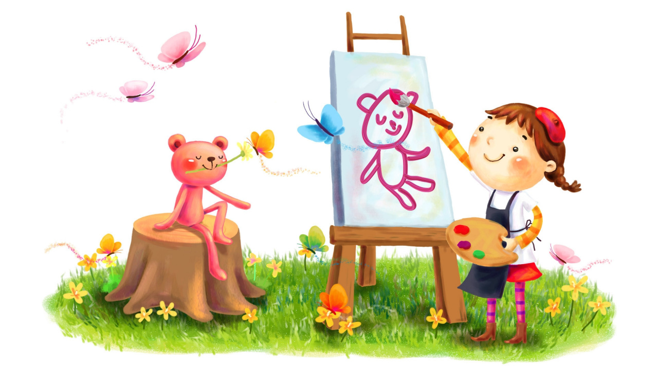 Обои рисование, иллюстрация, кисть, мультфильм, позвоночных в разрешении 1280x720