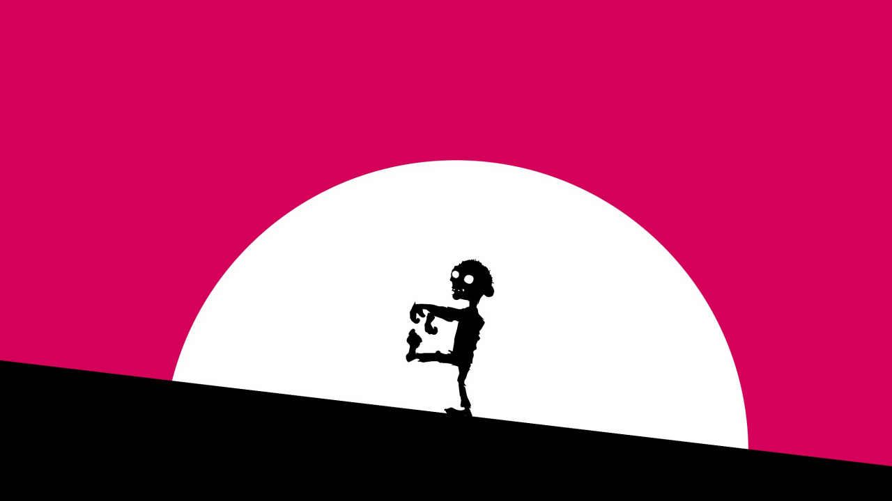 Обои зомби, красный цвет, розовый, мультфильм, силуэт в разрешении 1280x720