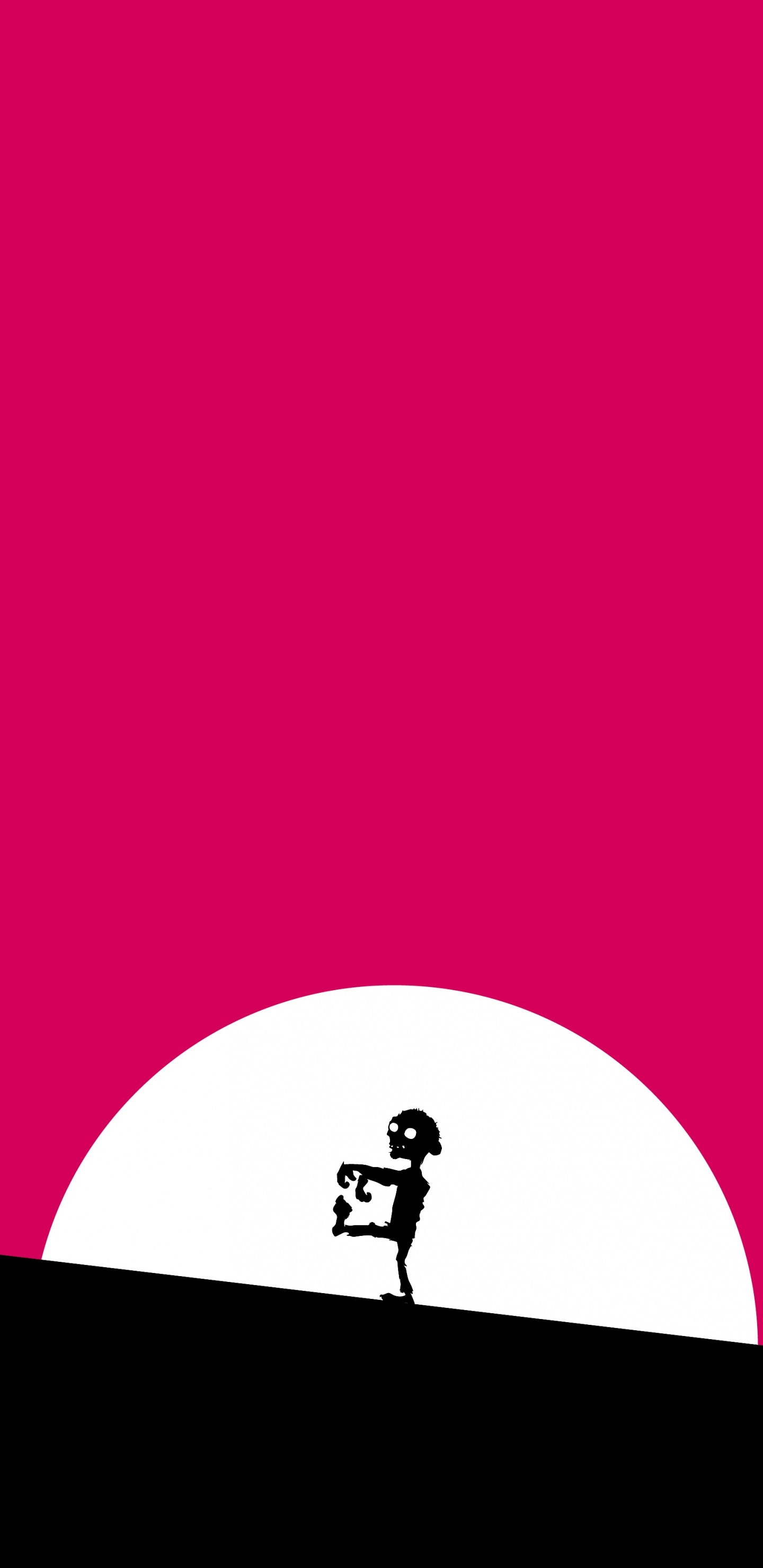 Обои зомби, красный цвет, розовый, мультфильм, силуэт в разрешении 1440x2960