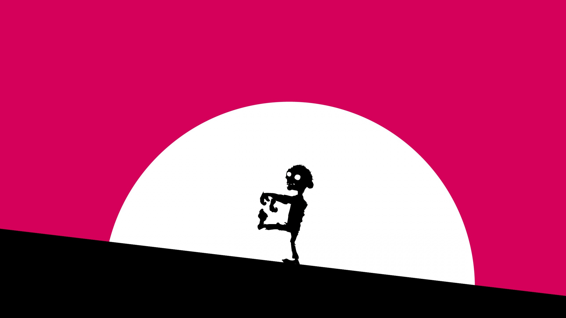 Обои зомби, красный цвет, розовый, мультфильм, силуэт в разрешении 1920x1080