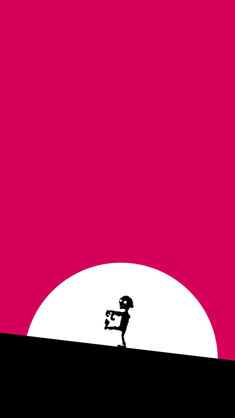 Обои зомби, красный цвет, розовый, мультфильм, силуэт в разрешении 750x1334