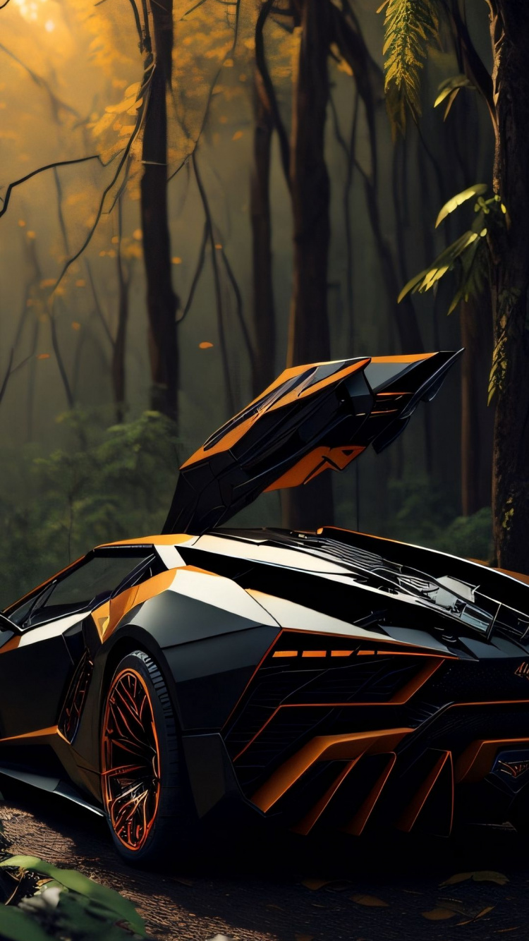 Обои отражение, легковые автомобили, Ламборджини, шина, колесо в разрешении 750x1334