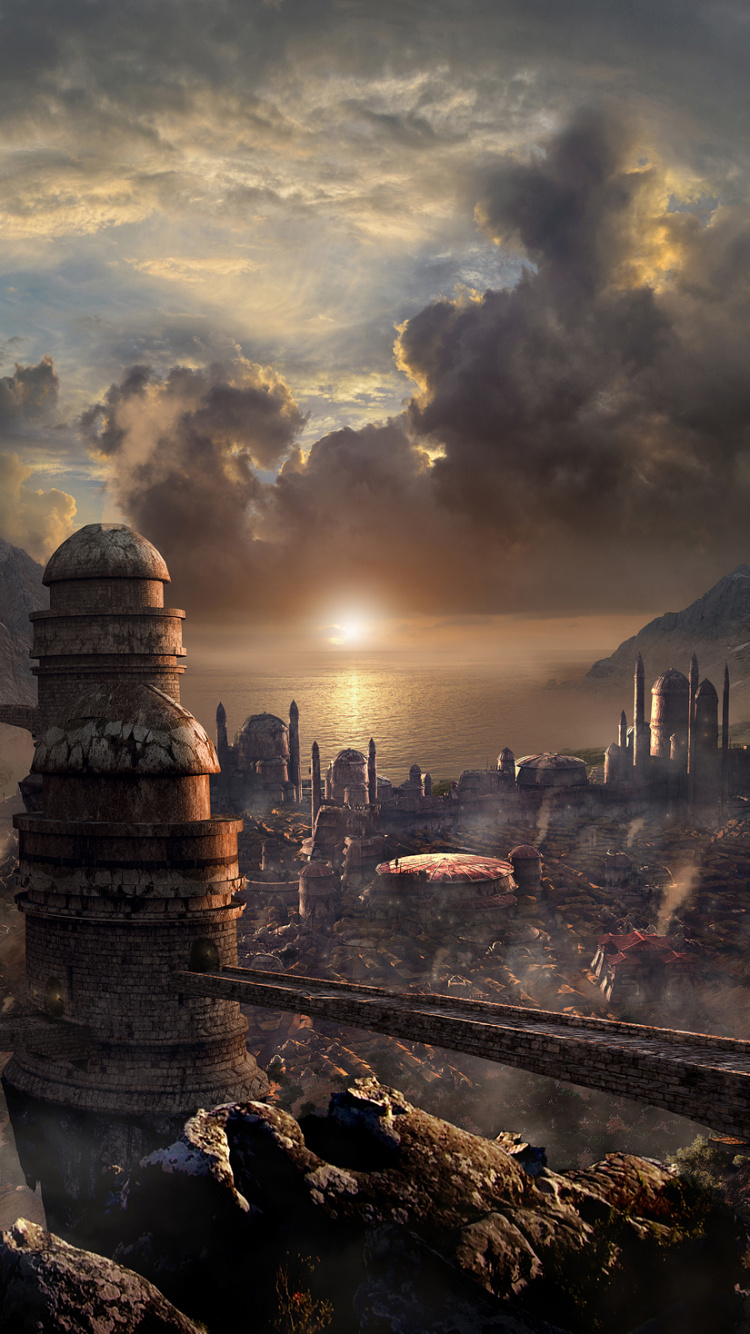 Обои развалины, пейзаж, археологический памятник, историческое место, храм в разрешении 750x1334