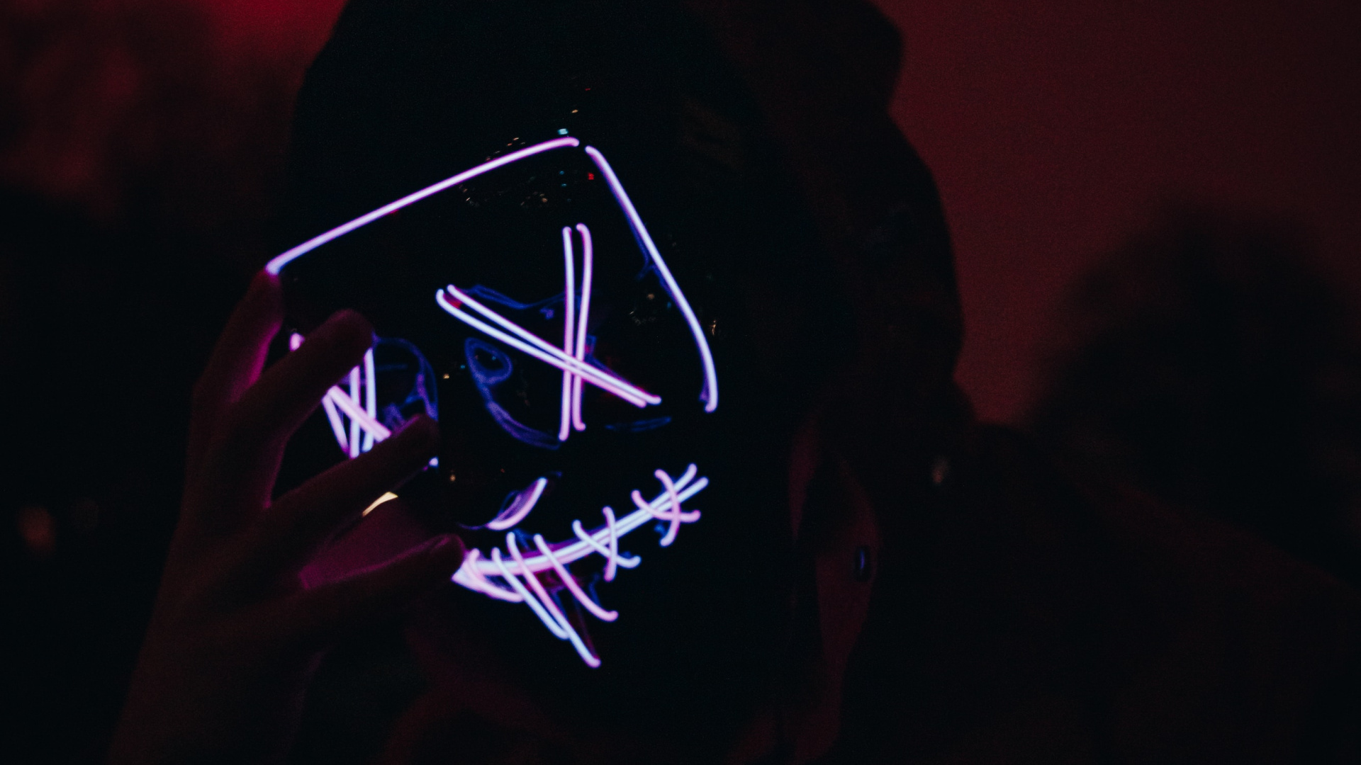 Обои темнота, красный цвет, свет, черный, ночь в разрешении 1920x1080