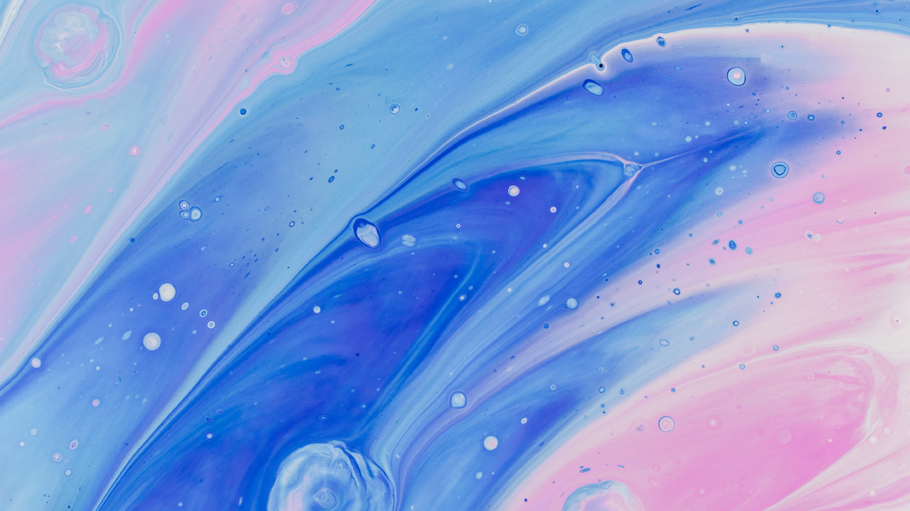 Обои синий, вода, акварельные краски, Аква, акриловая краска в разрешении 1280x720