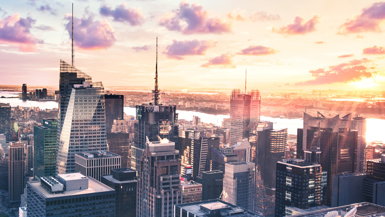 Обои Нью-Йорк, город, городской пейзаж, метрополия, городской район в разрешении 1280x720