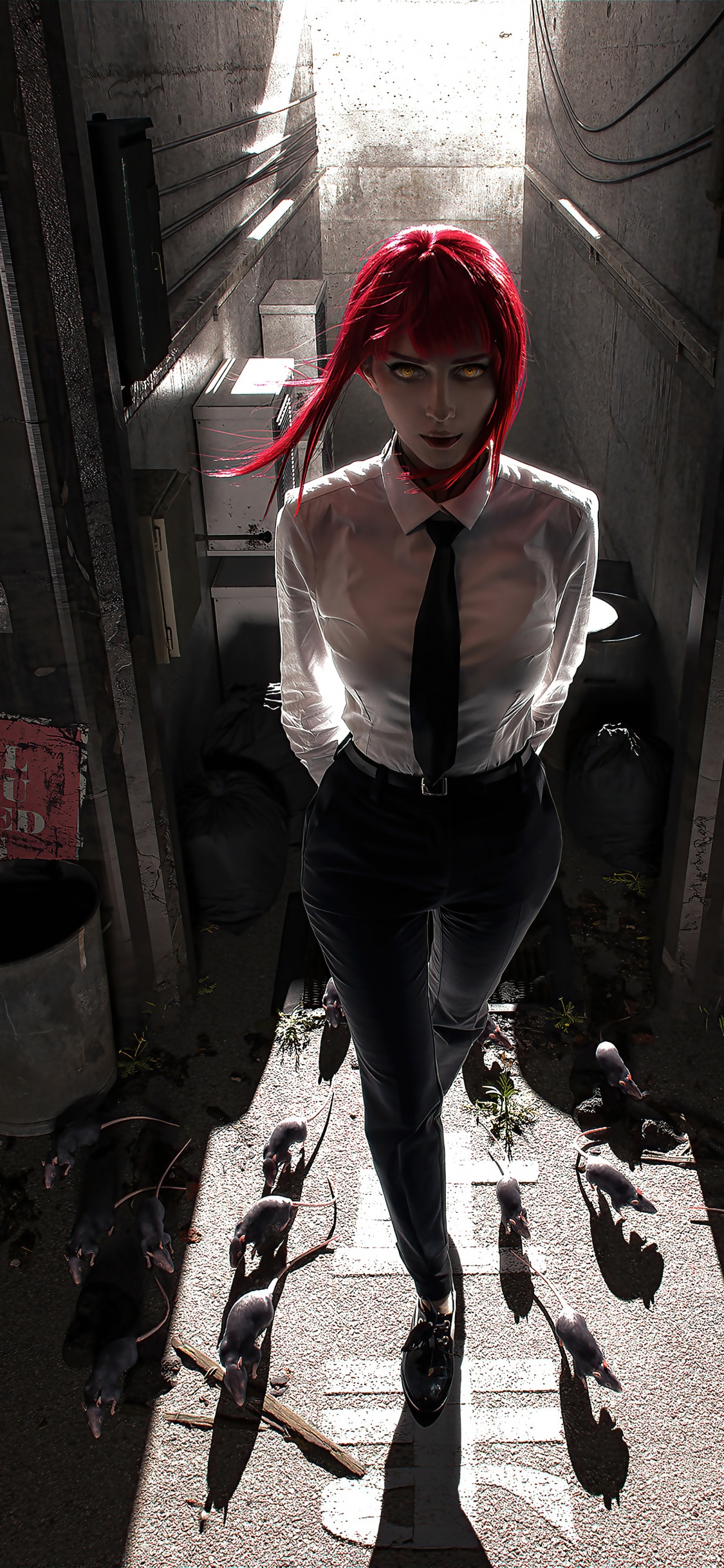 Обои ксенон косплей макима, косплей, лицо, губа, нога в разрешении 1125x2436