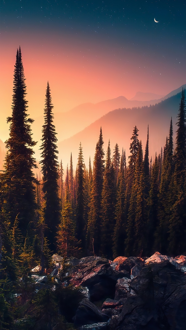 Обои природа, арт, пейзаж, пейзажная живопись, атмосфера в разрешении 720x1280