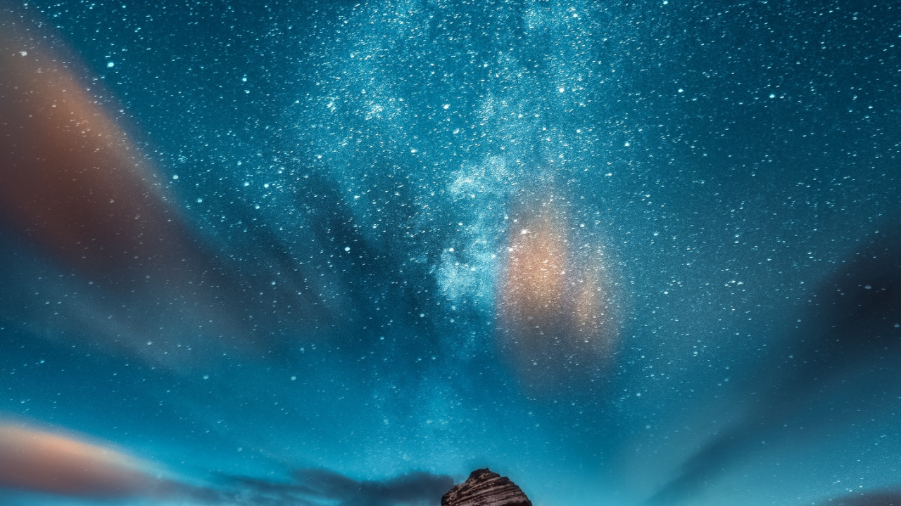 Обои ночь, звезда, андроид, атмосфера, зеленый в разрешении 1280x720