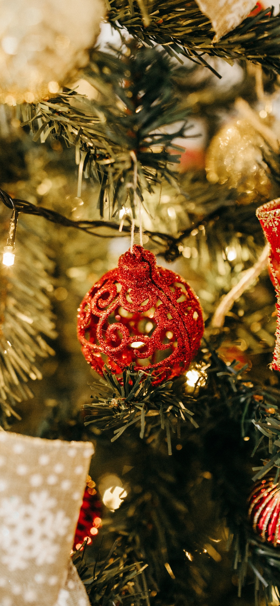 Обои орнамент, Рождество, Рождественский день, Рождественские огни, Сочельник в разрешении 1125x2436