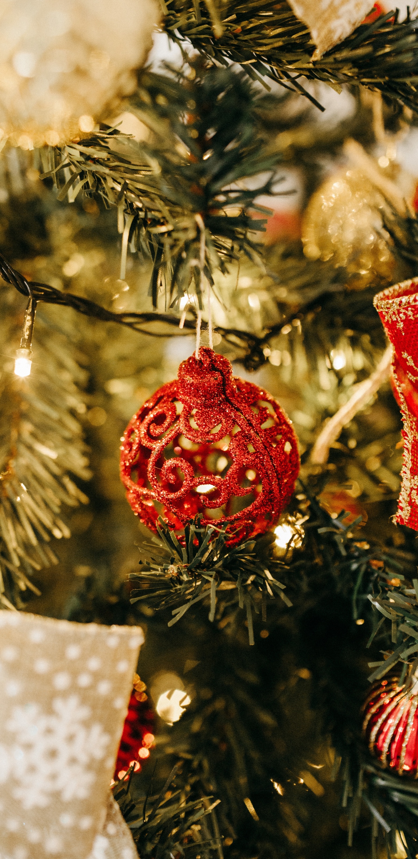 Обои орнамент, Рождество, Рождественский день, Рождественские огни, Сочельник в разрешении 1440x2960