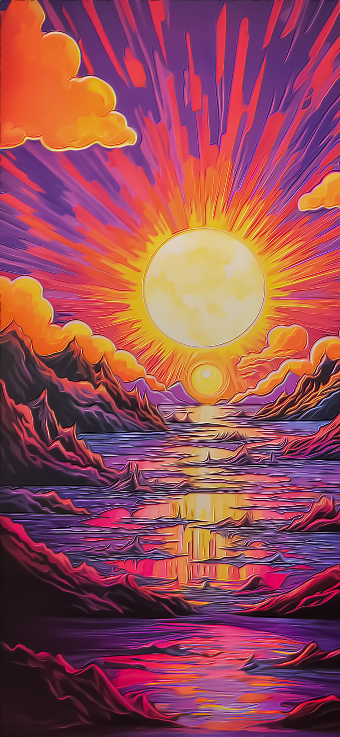 Обои живопись, рисование, графический дизайн, визуальное искусство, вода в разрешении 1125x2436