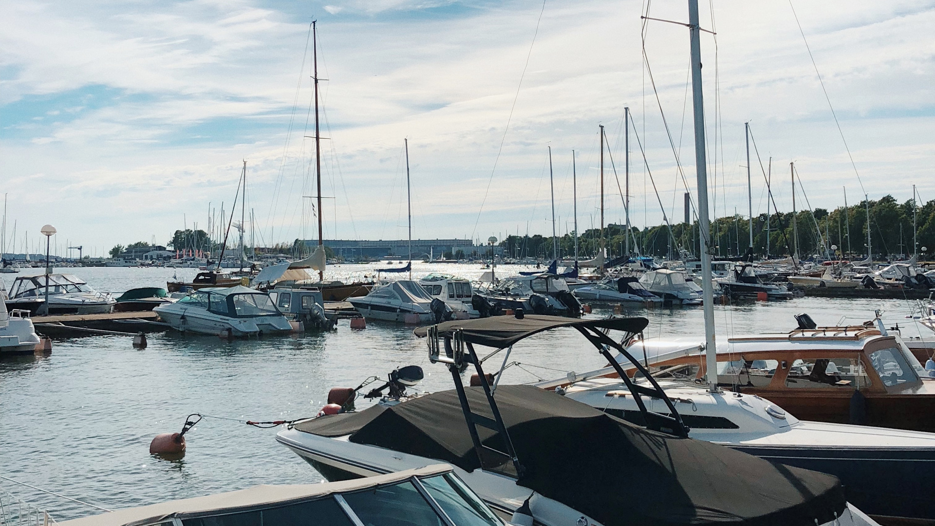 Обои Марина, вода, яхта, судно, облако в разрешении 1920x1080