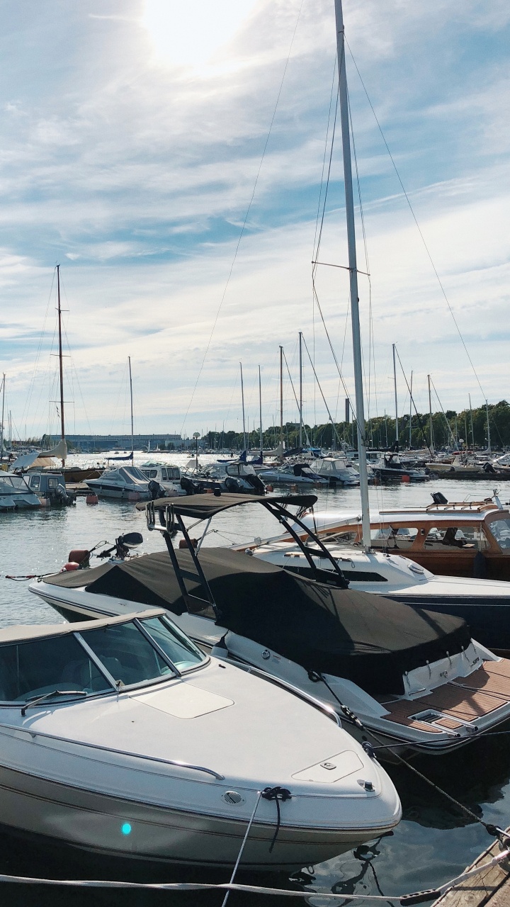 Обои Марина, вода, яхта, судно, облако в разрешении 720x1280