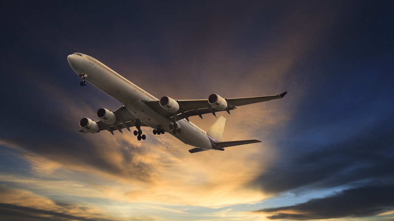 Обои самолет, полет, самолеты, авиалайнер, авиация в разрешении 1280x720