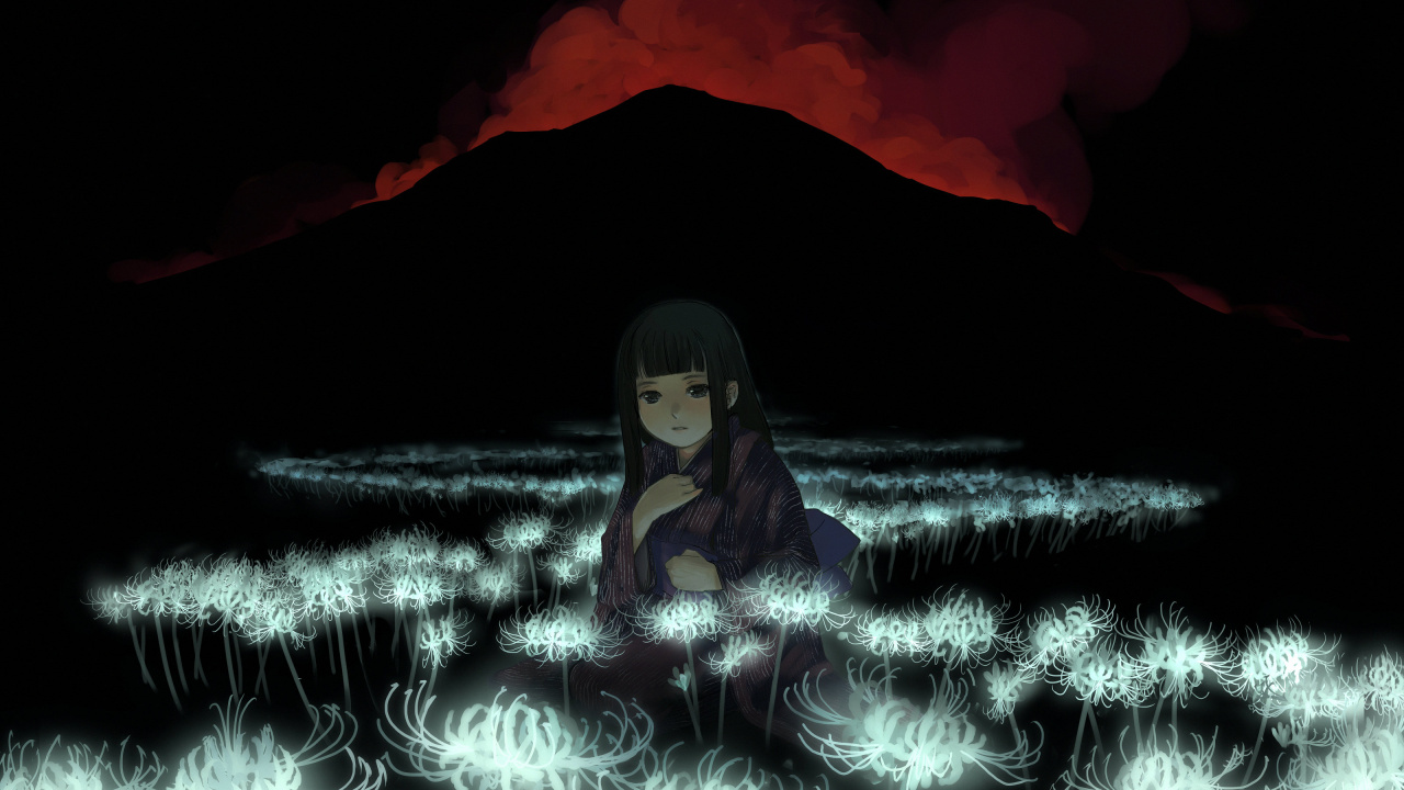 Обои темнота, свет, ночь, аниме, полночь в разрешении 1280x720