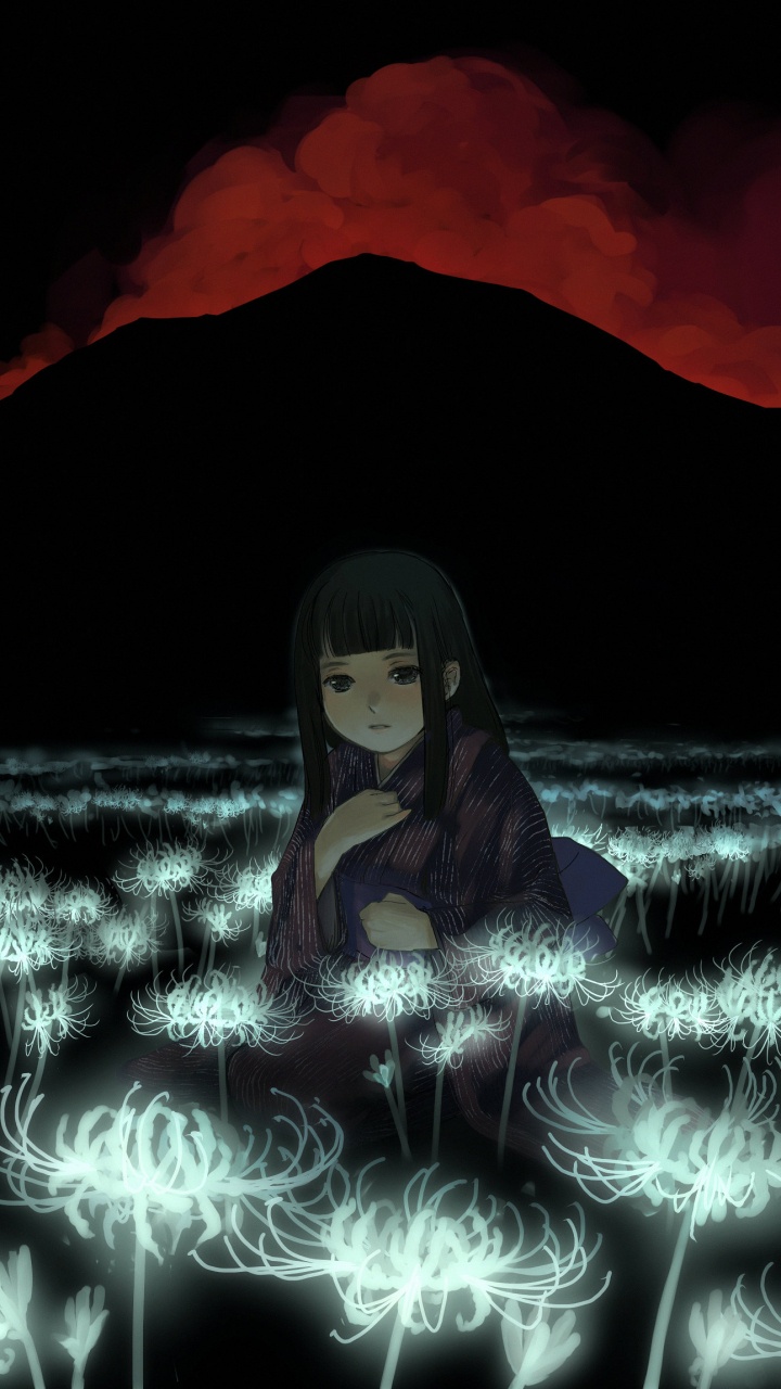 Обои темнота, свет, ночь, аниме, полночь в разрешении 720x1280