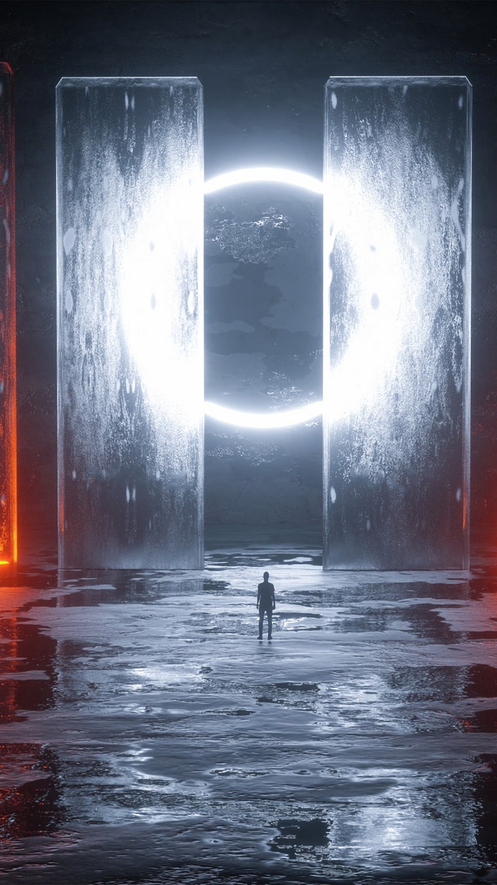 Обои свет, темнота, вода, отражение, ночь в разрешении 720x1280