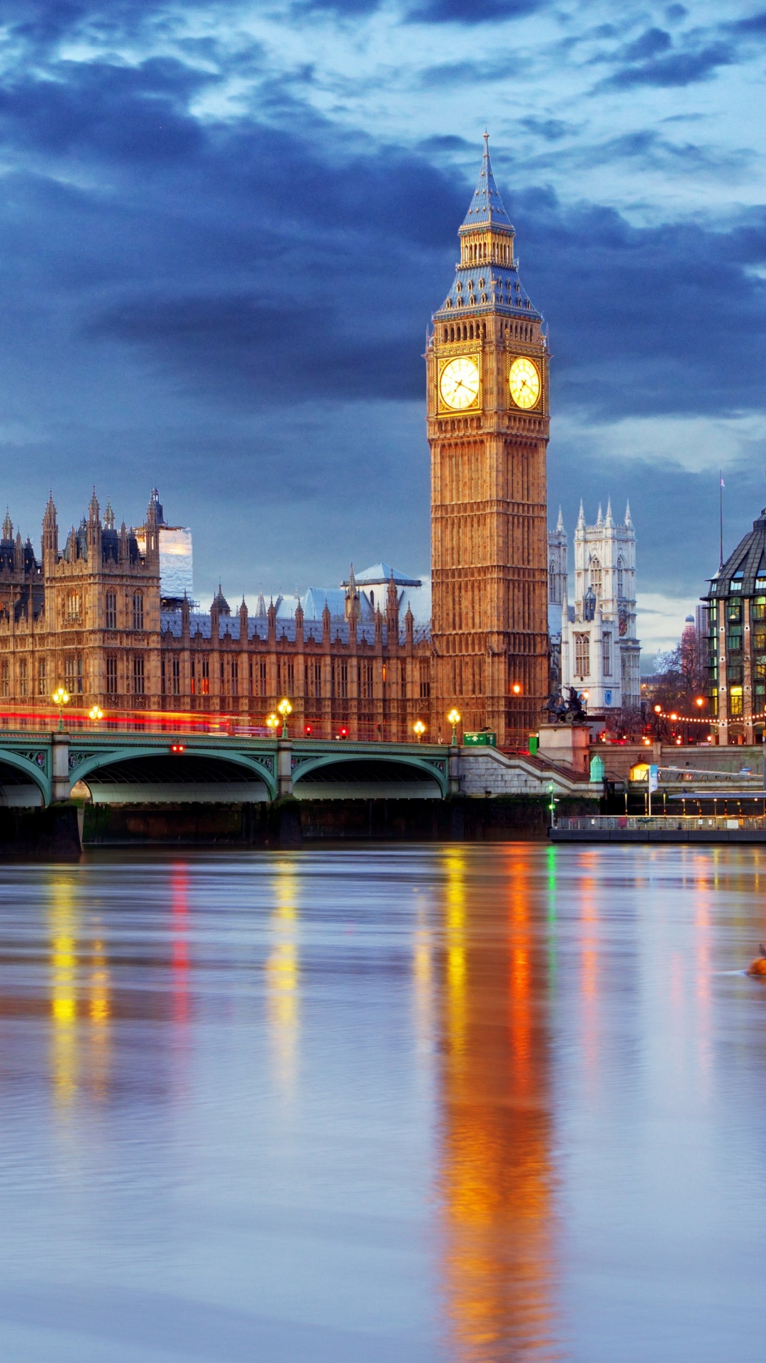 Обои Биг Бен, городской пейзаж, ориентир, город, отражение в разрешении 1080x1920