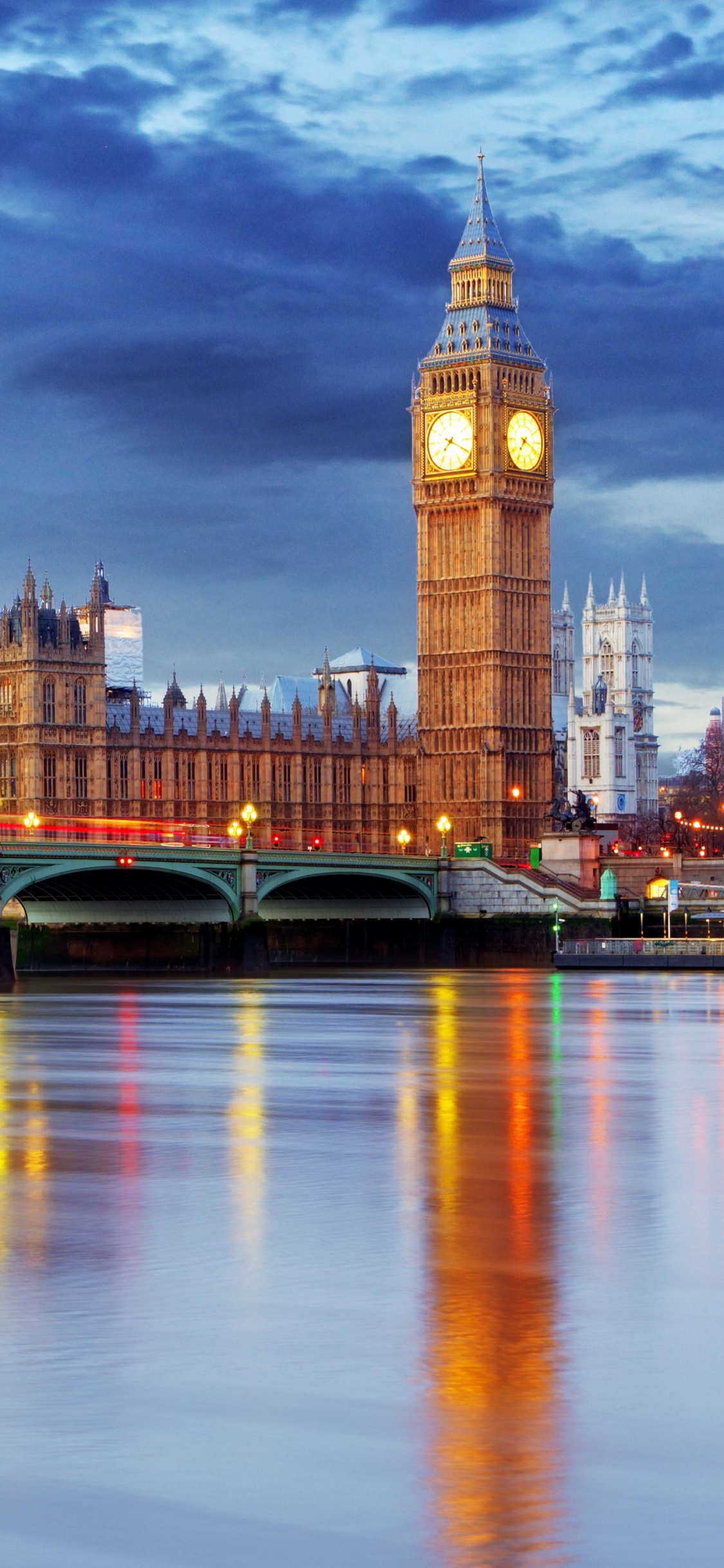Обои Биг Бен, городской пейзаж, ориентир, город, отражение в разрешении 1125x2436