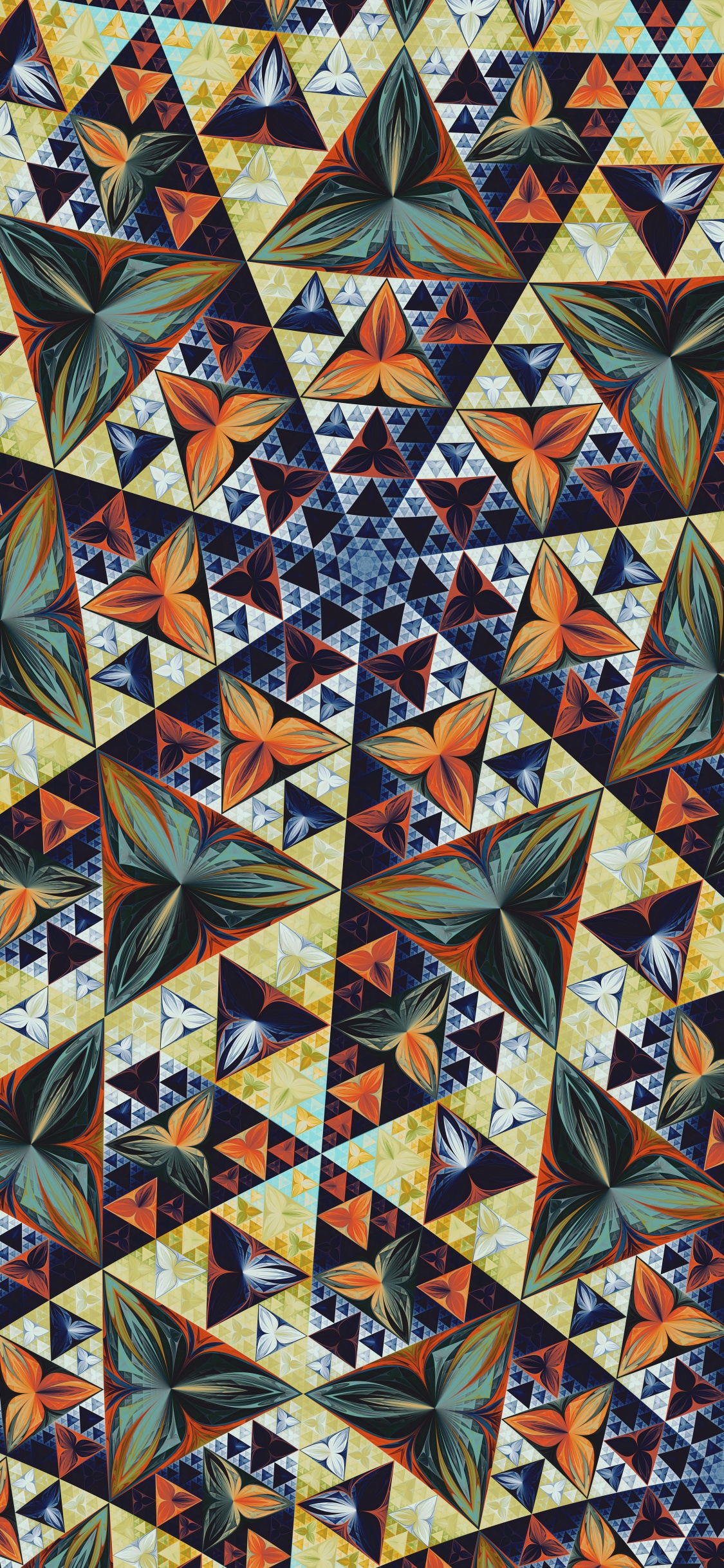 Обои фрактал, узор, стеганое одеяло, ткань, арт в разрешении 1125x2436