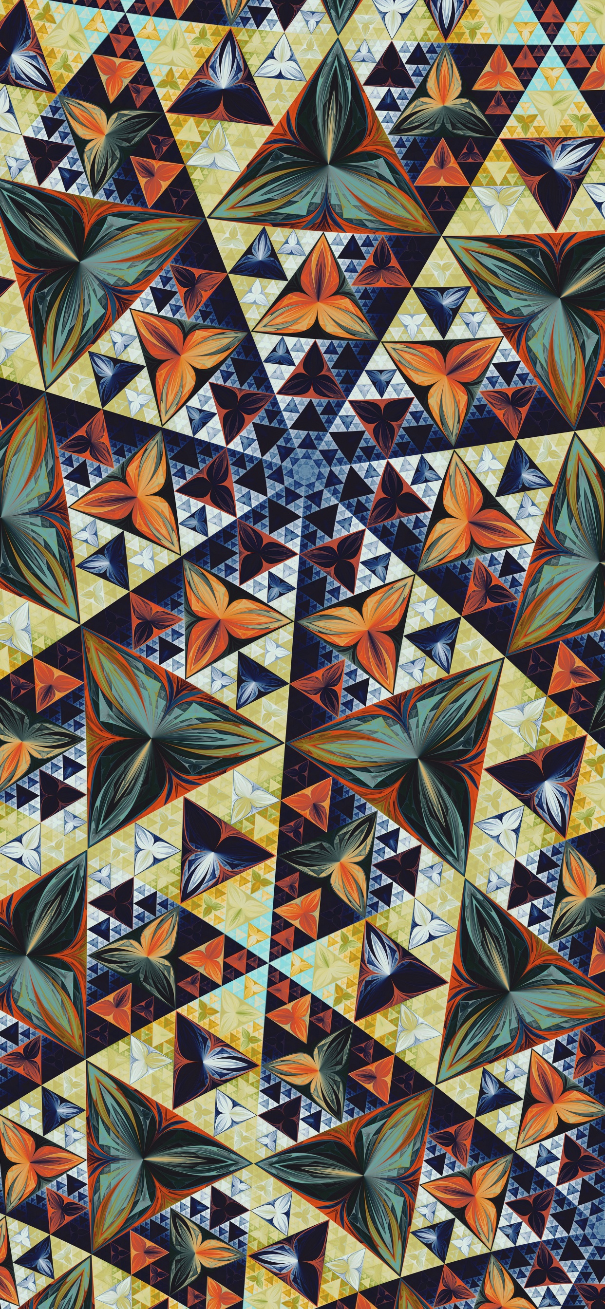 Обои фрактал, узор, стеганое одеяло, ткань, арт в разрешении 1242x2688