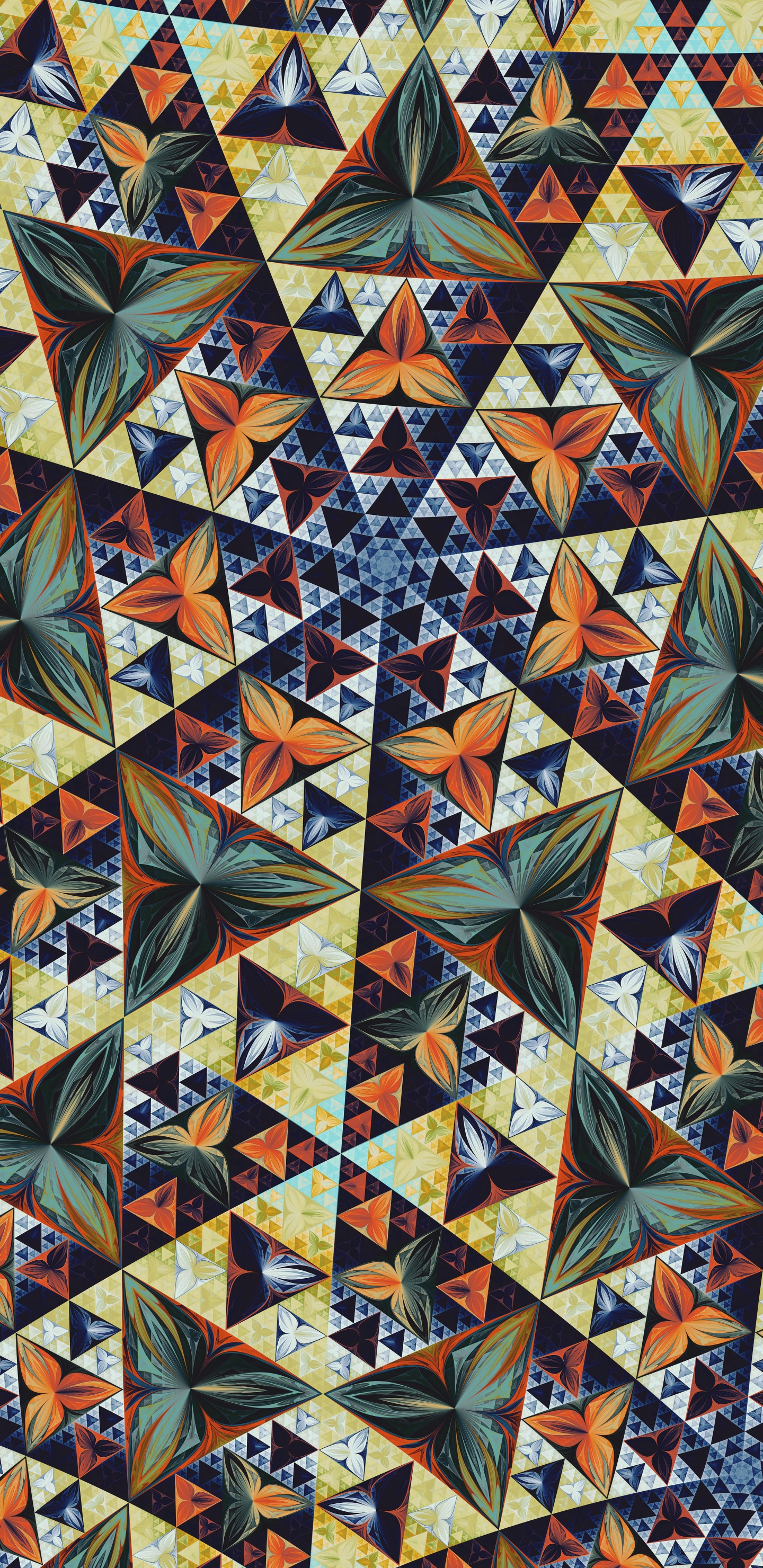 Обои фрактал, узор, стеганое одеяло, ткань, арт в разрешении 1440x2960