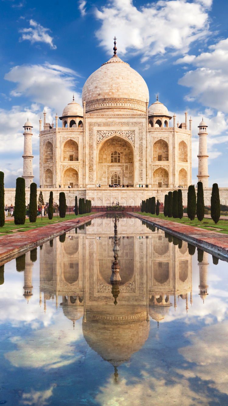 Обои Тадж-Махал, Агра Форт, Фатехпур Сикри, ориентир, отражение в разрешении 750x1334