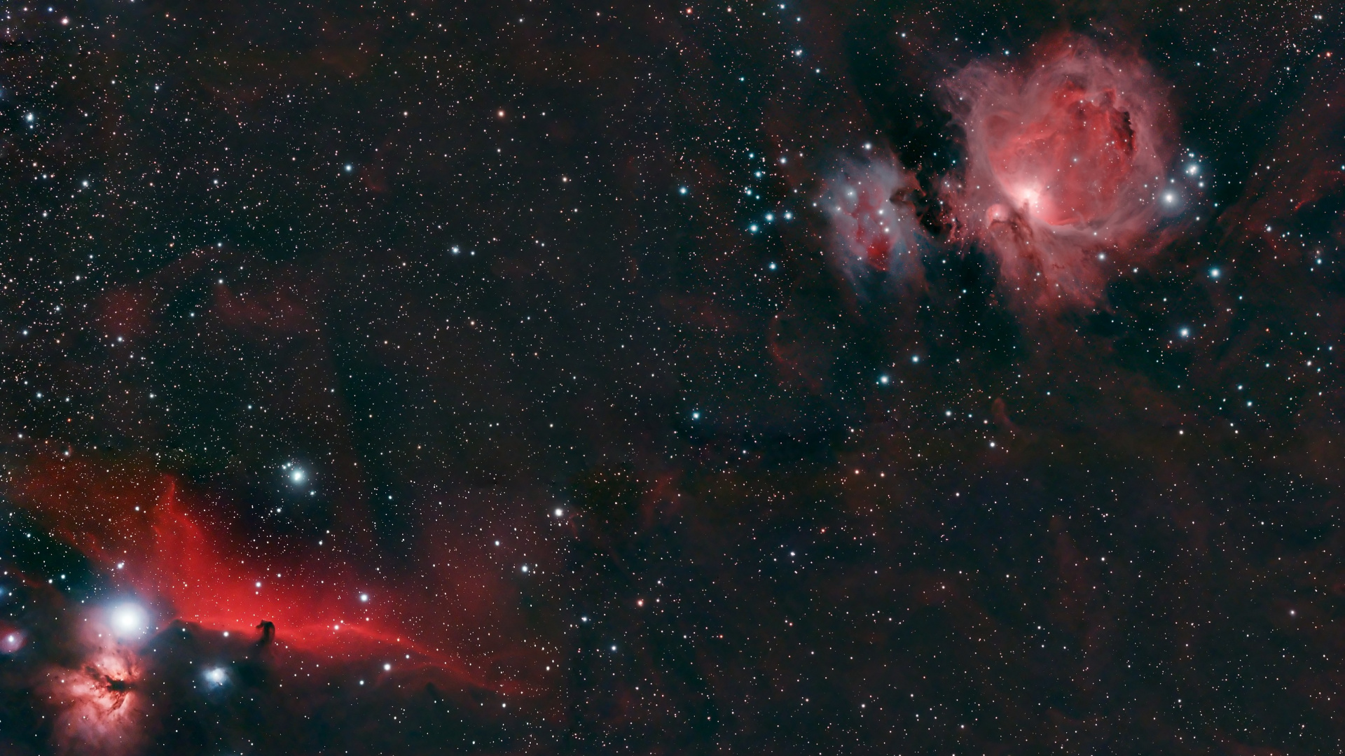 Обои Туманность Конская Голова, туманность, Туманность Ориона, астрономический объект, космическое пространство в разрешении 1920x1080