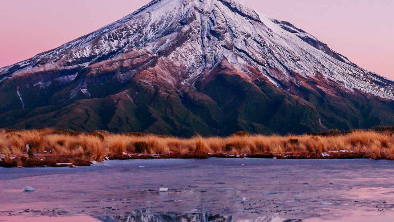 Обои озеро гора Таранаки, Гора Таранаки, Горы Руапеху, Диапазон Pouakai, Гисборн в разрешении 1280x720