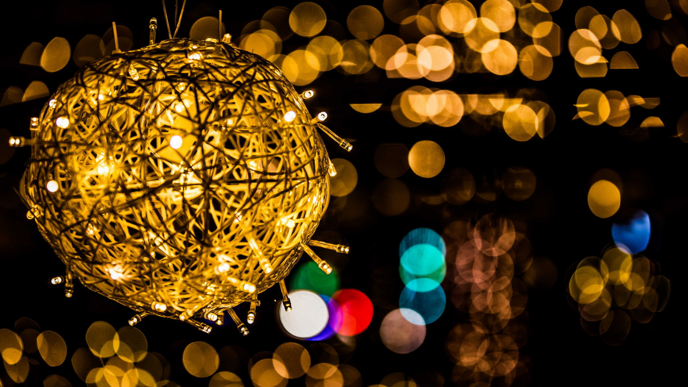 Обои свет, Рождественские огни, освещение, рождественский орнамент, осветительная арматура в разрешении 1366x768