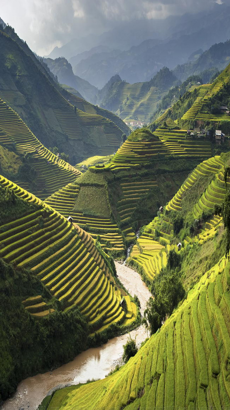 Обои М Кан Чи, Шапа, терраса, нагорье, горный рельеф в разрешении 750x1334