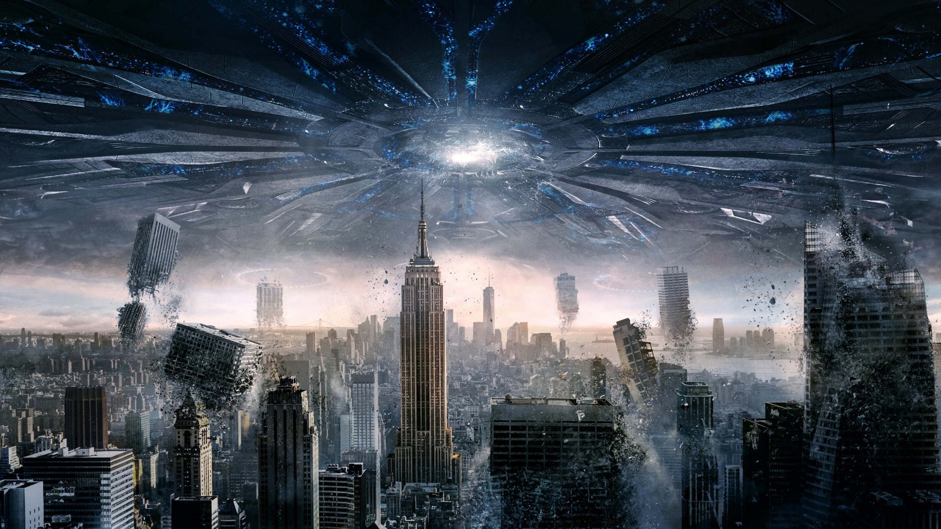 Обои Эмпайр Стейт Билдинг, метрополия, городской пейзаж, город, темнота в разрешении 1920x1080