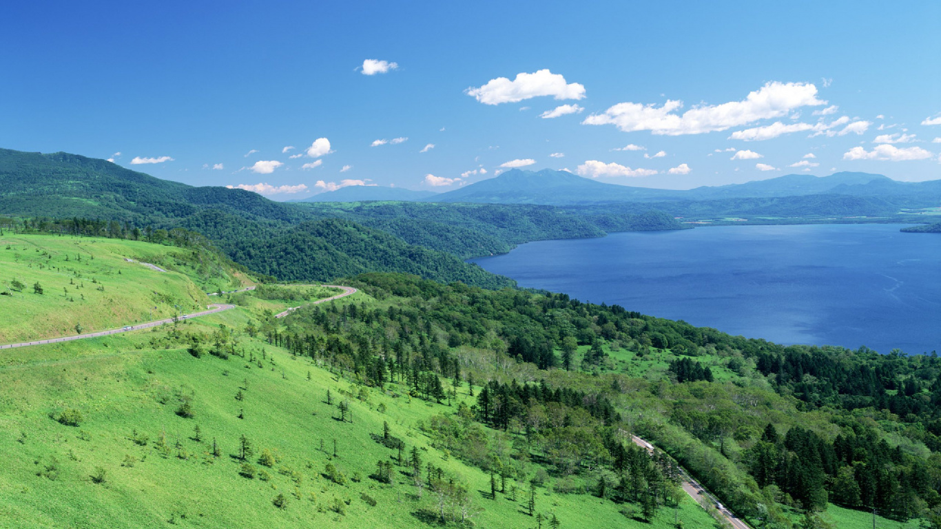 Обои Хоккайдо пейзаж, пейзаж, нагорье, горная станция, дикая местность в разрешении 1366x768
