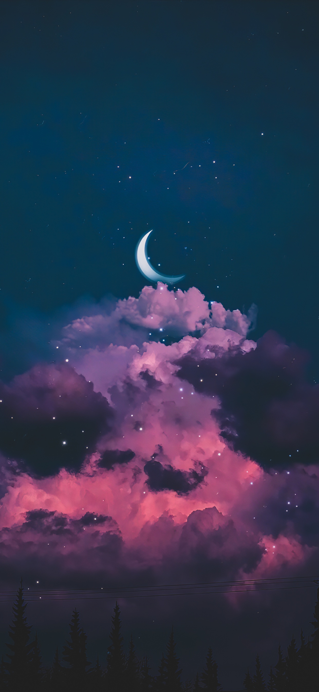 Обои эстетика, облако, атмосфера, полумесяц, лазурный в разрешении 1242x2688