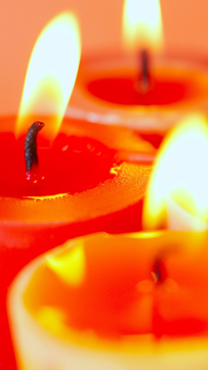 Обои свеча, пламя, освещение, Апельсин, желтый в разрешении 720x1280
