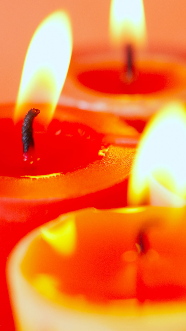 Обои свеча, пламя, освещение, Апельсин, желтый в разрешении 750x1334